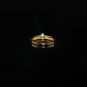 22K Yellow Gold Textured Solitaire Ring with Brilliant-Cut Cubic Zirconia