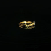 22K Yellow Gold Textured Solitaire Ring with Brilliant-Cut Cubic Zirconia
