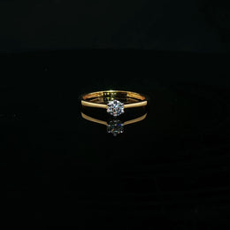 Classic 22K Gold Ring with Round Cubic Zirconia Centerstone