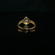 Elegant 22K Gold Pear-Cut CZ Ring with Baguette Details