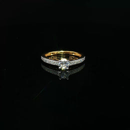Classic 22K Gold Engagement Ring with Round Cubic Zirconia