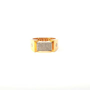 Yellow Gold Band Ring with Round Cut American  Diamonds