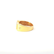 Yellow Gold Band Ring with Round Cut American  Diamonds