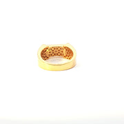 Yellow Gold Band Ring with Round Cut American  Diamonds