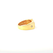 Yellow Gold Band Ring with Round Cut American  Diamonds