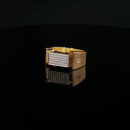 Yellow Gold Band Ring with Round Cut American  Diamonds