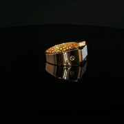 Yellow Gold Band Ring with Round Cut American  Diamonds