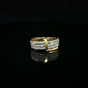 22K Yellow Gold Multistone Ring with Round Cut Cubic Zirconia
