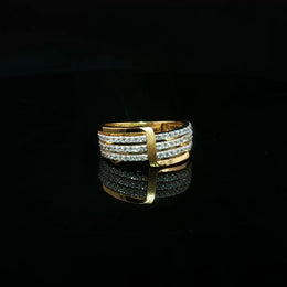 22K Yellow Gold Multistone Ring with Round Cut Cubic Zirconia