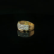 22K Yellow Gold Multistone Ring with Round Cut Cubic Zirconia