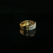 22K Yellow Gold Multistone Ring with Round Cut Cubic Zirconia