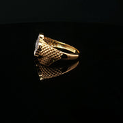 22K Gold Clover Ring with Sparkling CZ