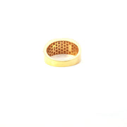 Yellow Gold Signet Ring with round cut American Diamond