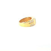 Yellow Gold Signet Ring with round cut American Diamond