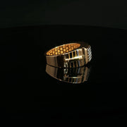 Yellow Gold Signet Ring with round cut American Diamond