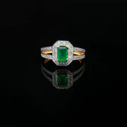 22K Yellow Gold Cocktail Ring with semi precious Princess Cut Emerald