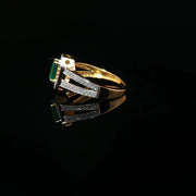22K Yellow Gold Cocktail Ring with semi precious Princess Cut Emerald