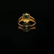 22K Yellow Gold Cocktail Ring with semi precious Princess Cut Emerald