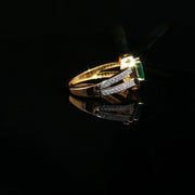 22K Yellow Gold Cocktail Ring with semi precious Princess Cut Emerald