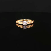22K Gold, CZ Solitaire with Artistic Band