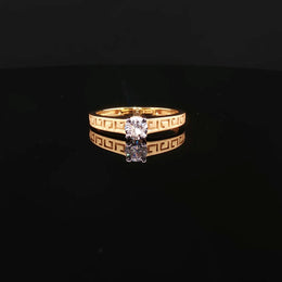 22K Gold, CZ Solitaire with Artistic Band