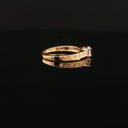 22K Gold, CZ Solitaire with Artistic Band