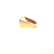 Yellow Gold Ring with Round Cut and tapered baguette American Diamonds