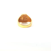 Yellow Gold Ring with Round Cut and tapered baguette American Diamonds