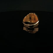 Yellow Gold Ring with Round Cut and tapered baguette American Diamonds