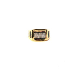 Yellow Gold Signet Ring with Square Cut Diamond