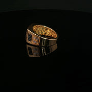 Yellow Gold Signet Ring with Square Cut Diamond