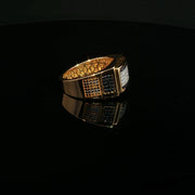 Yellow Gold Signet Ring with Square Cut Diamond