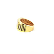 Yellow Gold Multistone Ring with Round Cut American Diamonds & Enamel.