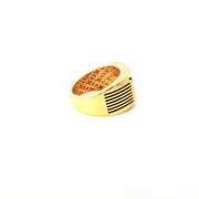 Yellow Gold Multistone Ring with Round Cut American Diamonds & Enamel.