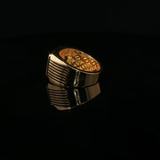 Yellow Gold Multistone Ring with Round Cut American Diamonds & Enamel.