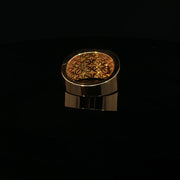 Yellow Gold Multistone Ring with Round Cut American Diamonds & Enamel.