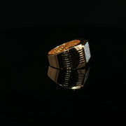 Yellow Gold Multistone Ring with Round Cut American Diamonds & Enamel.