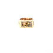 Yellow Gold Multistone Ring with American Diamonds Featuring Lord Ram
