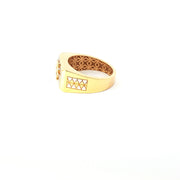 Yellow Gold Multistone Ring with American Diamonds Featuring Lord Ram