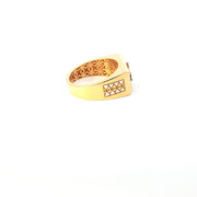 Yellow Gold Multistone Ring with American Diamonds Featuring Lord Ram