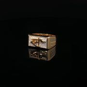 Yellow Gold Multistone Ring with American Diamonds Featuring Lord Ram