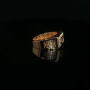 Yellow Gold Multistone Ring with American Diamonds Featuring Lord Ram
