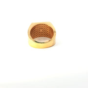 Yellow Gold Multistone Ring with American Diamonds Featuring Medusa Head Design
