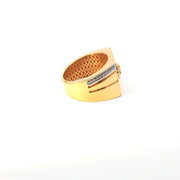 Yellow Gold Multistone Ring with American Diamonds Featuring Medusa Head Design