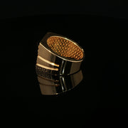 Yellow Gold Multistone Ring with American Diamonds Featuring Medusa Head Design