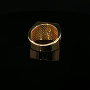 Yellow Gold Multistone Ring with American Diamonds Featuring Medusa Head Design