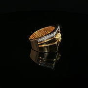 Yellow Gold Multistone Ring with American Diamonds Featuring Medusa Head Design
