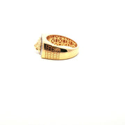 Yellow Gold Multistone Ring with American Diamonds Featuring Lion Head Design
