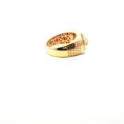Yellow Gold Multistone Ring with American Diamonds Featuring Lion Head Design