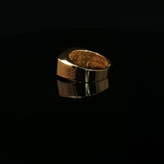 Yellow Gold Multistone Ring with Round Cut American Diamonds and Intricate Side Carvings